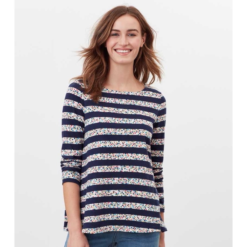 Joules Harbour Lightweight Swing Top in Navy Ditsy Stripe Size 16